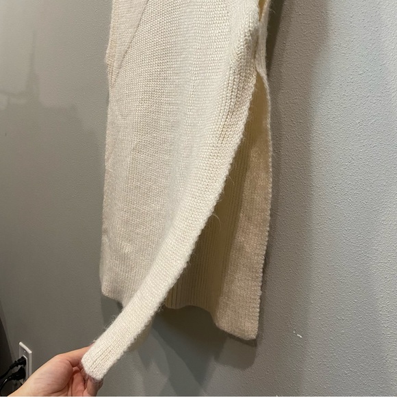 Mango Suit Knitted Open Drop Arm Dress Leg Slits Beige Cream One Size - Picture 7 of 8